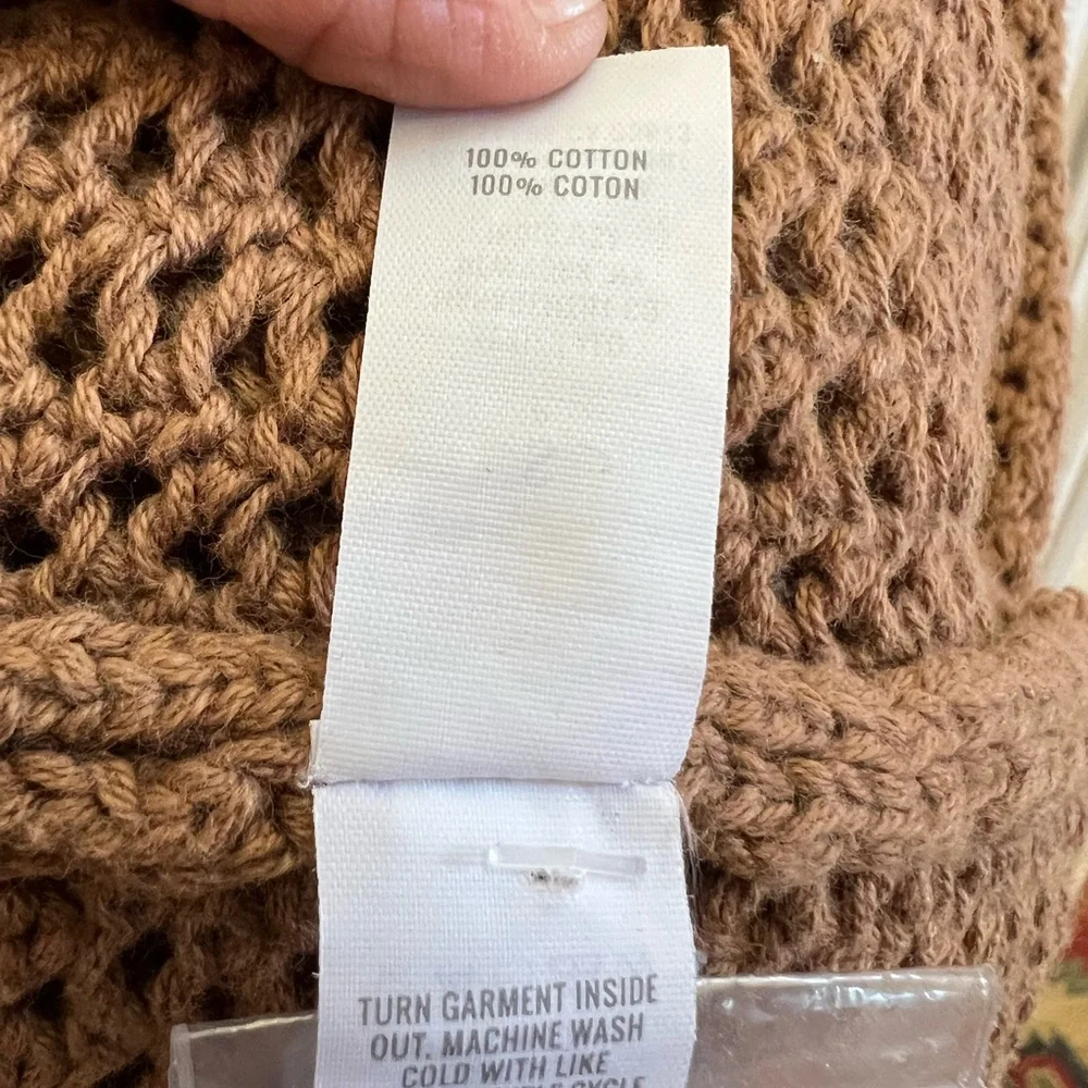 Aerie 100% Cotton Brown Crochet Knit Tank Dress Boho Beach Small NWOT - Picture 5 of 8
